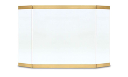 Modern Tri Panel Glass Screen In Brass