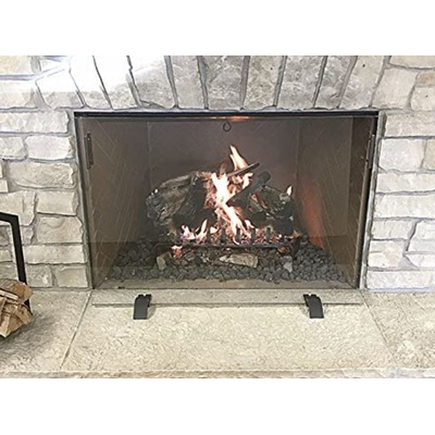 Delia 38 Inch Wide X 26 Inch High Clear Tempered Glass Fireplace Screen