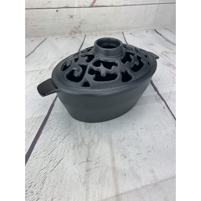 Porcelain coated cast iron Filigree Black Matte 2QT Small Steamer.
