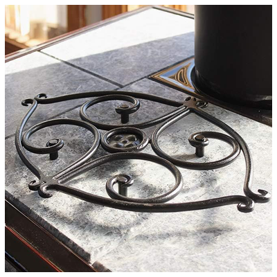 Minuteman Scroll Handforged Wrought Iron Trivet in Black installed