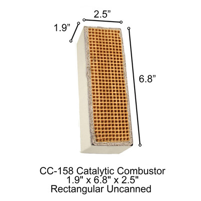 CC-158 Elmira Rectangular Uncanned 1.9" x 6.8" x 2.5" Catalytic Combustor