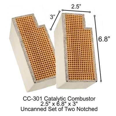 2.5" x 6.8" x 3" CC-301 Appalachian Rectangular Uncanned Catalytic Combustor