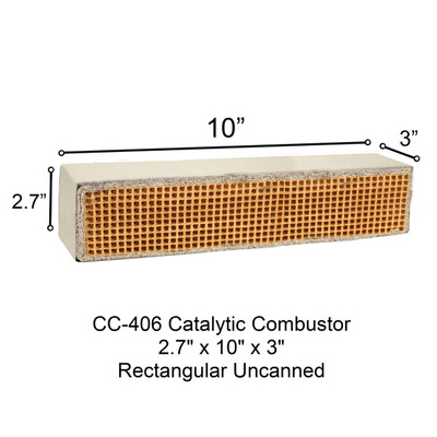 CC-406 Earth Stove Rectangular Uncanned 2.6" x 10.1" x 3" Catalytic Combustor