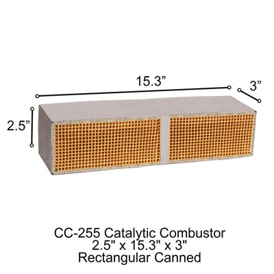 2.5" x 15.3" x 3" CC-255 Earth Stove Rectangular Uncanned  Catalytic Combustor