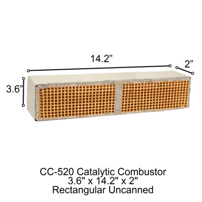 3.6" x 14.2" x 2" CC-520 Arrow Rectangular Uncanned Catalytic Combustor