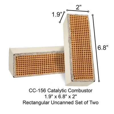 1.9" x 6.8" x 2" CC-156 Ashley Rectangular Uncanned Catalytic Combustor