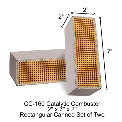 2" x 7" x 2" Rectangular Canned Catalytic Combustor, Warm Morning CC-160.