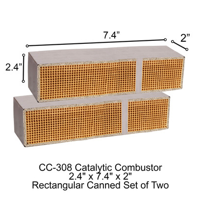 2.4" x 7.4" x 2" Rectangular Canned Catalytic Combustor CC-308 Elmira