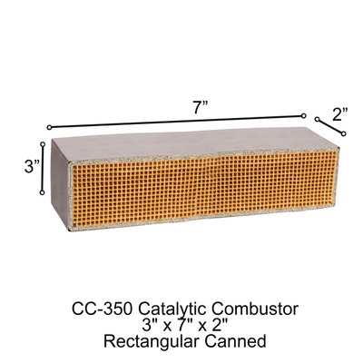 3" x 7" x 2" Rectangular Uncanned Catalytic Combustor, CC-350 Buchanan Welding