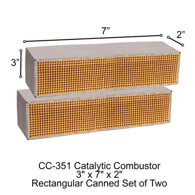 Russo CC-351 Rectangular Canned 3" x 7" x 2" Catalytic Combustor.