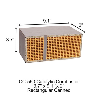 3.7" x 9.1" x 2" CC-550 Hearthstone Rectangular Canned Catalytic Combustor.