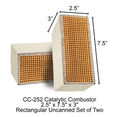 2.5" x 7.5" x 3" CC-252 Orleys Rectangular Uncanned  Catalytic Combustor