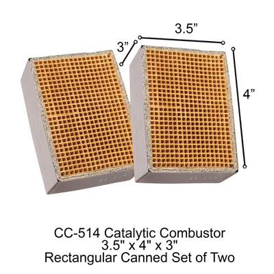 CC-514 Godin Rectangular Canned Catalytic Combustor, 3.5" x 4" x 3"