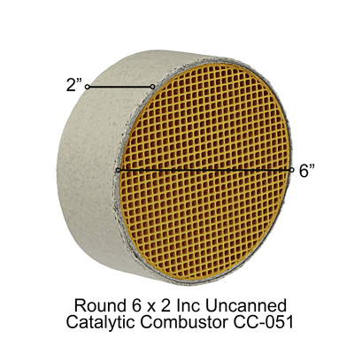 CC-051 Round Uncanned Catalytic Combustor - 6 x 2 Inch
