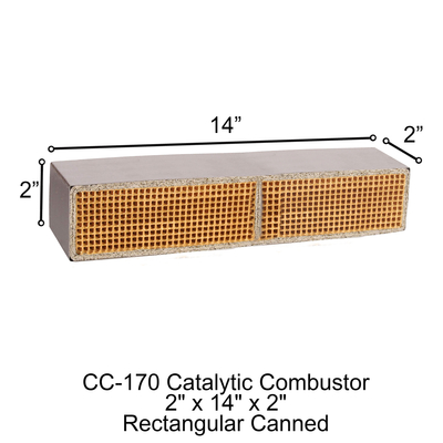 Rectangular Canned 2" x 14" x 2" Catalytic Combustor, CC-170