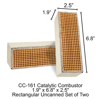 Rectangular Uncanned Catalytic Combustor 1.9" x 6.8" x 2.5", CC-161 Set of 2