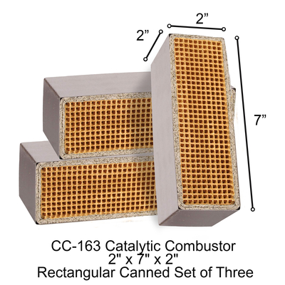 Set of 3 Rectangular Canned Catalytic Combustor CC-163 ,  2" x 7" x 2"