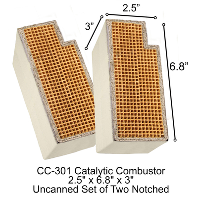 CC-301 Set of Two Notched Uncanned 2.5" x 6.8" x 3" Catalytic Combustor
