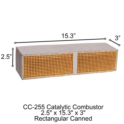2.5" x 15.3" x 3" Rectangular Uncanned Catalytic Combustor, CC-255