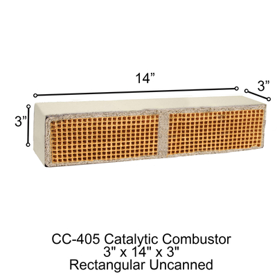 3" x 14" x 3" Rectangular Uncanned Catalytic Combustor CC-405