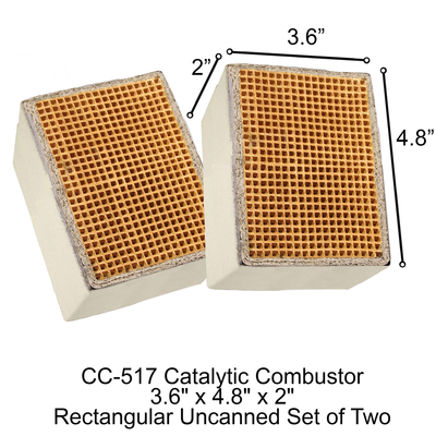 3.6" x 4.8" x 2" CC-517 Rectangular Uncanned Catalytic Combustor, (Set of 2)