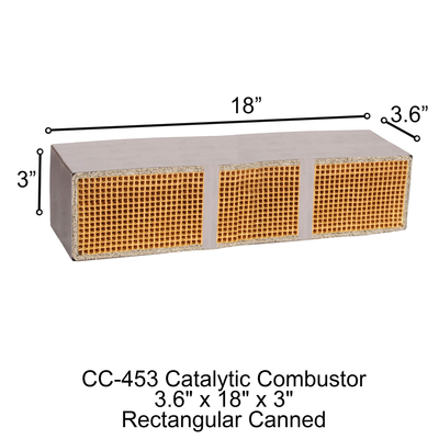 3.6" x 18" x 3" Rectangular Canned Catalytic Combustor CC-453