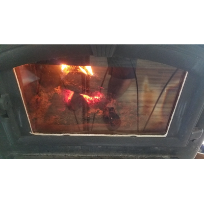 Ceramic glass is ideal for wood heat stoves as it can withstand very high temperatures! Customer submitted photo!