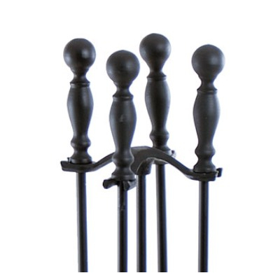 Bolton mini fireplace tool set - black powder coated ball style handles
