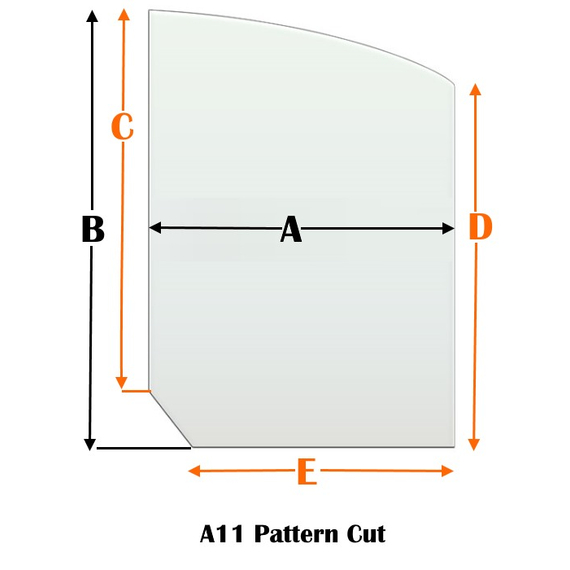 Specialty cut pyroceramic glass for wood stoves