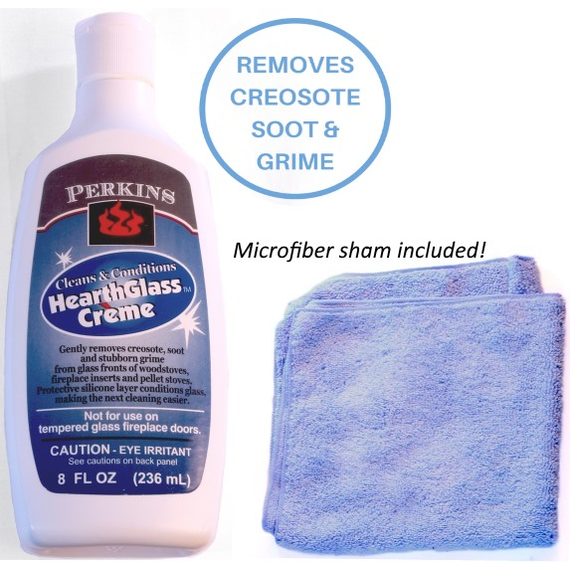 Hearth Glass Creme Wood Stove Glass Cleaner and Microfiber Sham Kit