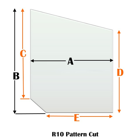 R10 Specialty cut pyroceramic glass for wood stoves