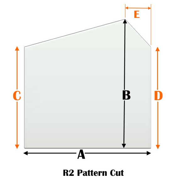 R2 Specialty cut pyroceramic glass for wood stoves