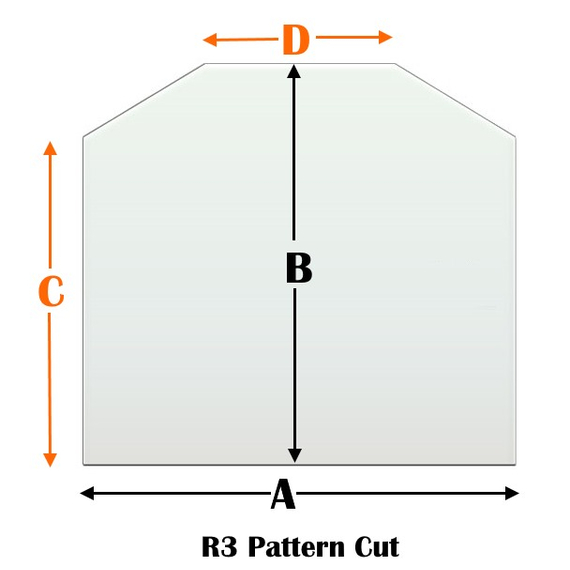 R3 Specialty cut pyroceramic glass for wood stoves