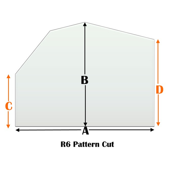 R6 Specialty cut pyroceramic glass for wood stoves
