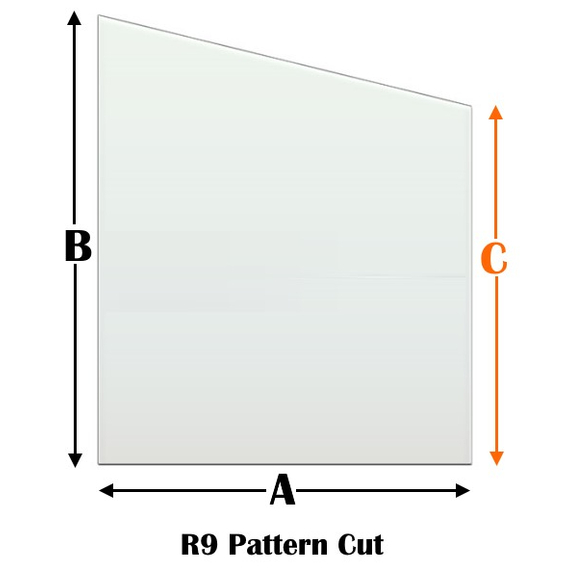 R9 Specialty cut pyroceramic glass for wood stoves