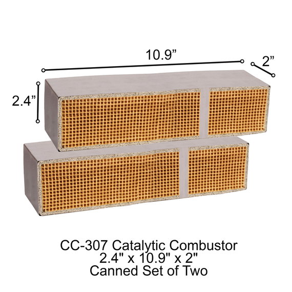 2.4" x 10.9" x 2" Rectangular Canned Catalytic Combustor CC-307 (Set of 2)