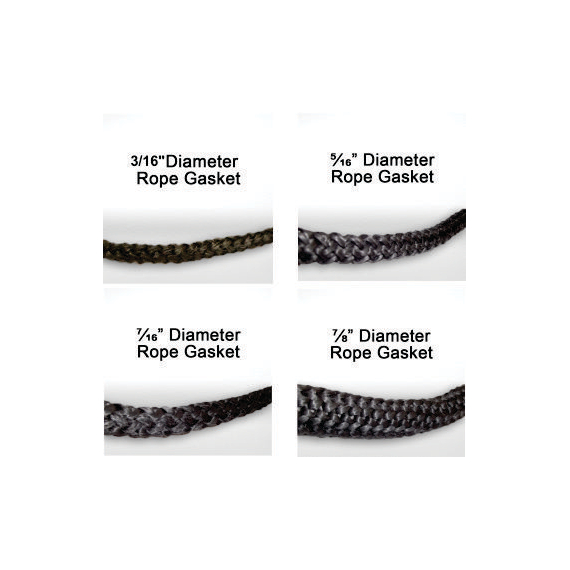 4-Inch Length Rope Gasket Sampler Kit - Offering 3/16", 5/16", 7/16", and 7/8" Sizes