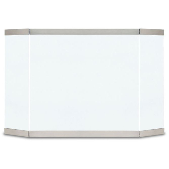 Modern Tri Panel Glass Screen In Brushed Stainless