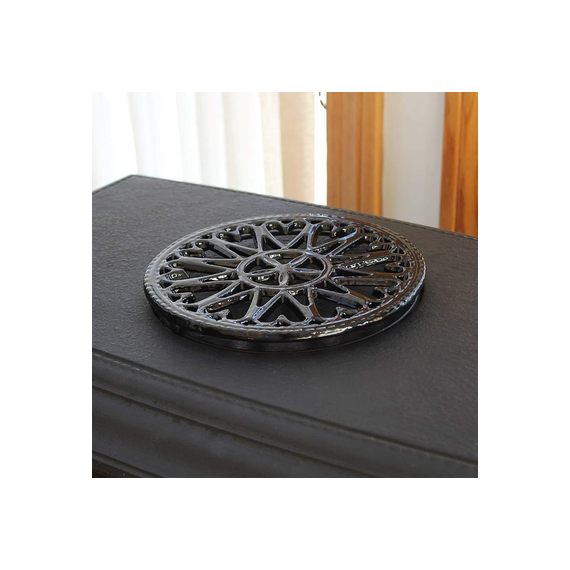 7" Sunburst Trivet With Black Baked Enamel Finish installed