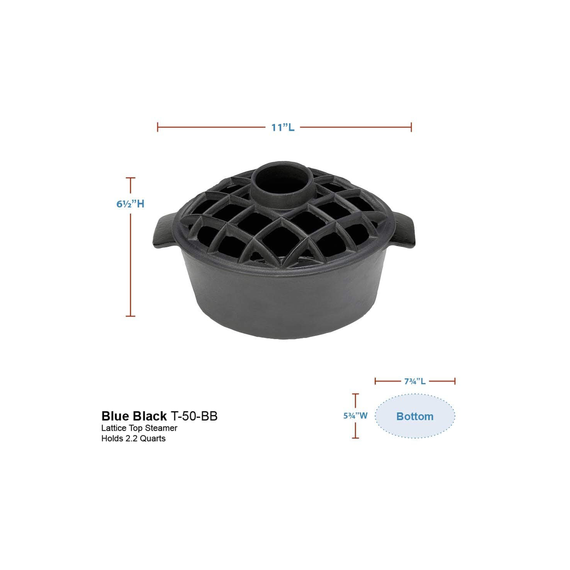 Minuteman Blue/Black Lattice Top Steamer - 7.25 x 11 x 6.5 Inch.