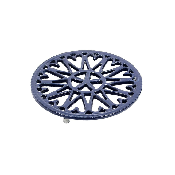7" Sunburst Trivet With Blue Baked Enamel Finish