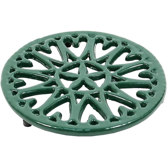 7" Sunburst Trivet With Green Baked Enamel Finish