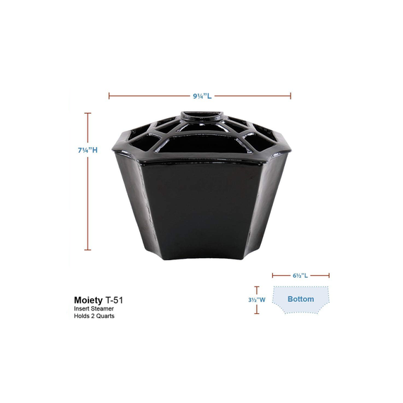 Moiety Minuteman Half Insert Steamer - 5" L x 9.25" W x 7.25" H.