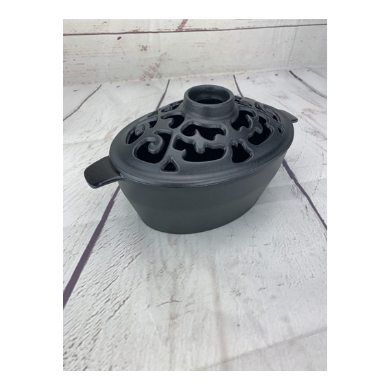 Porcelain coated cast iron Filigree Black Matte 2QT Small Steamer.