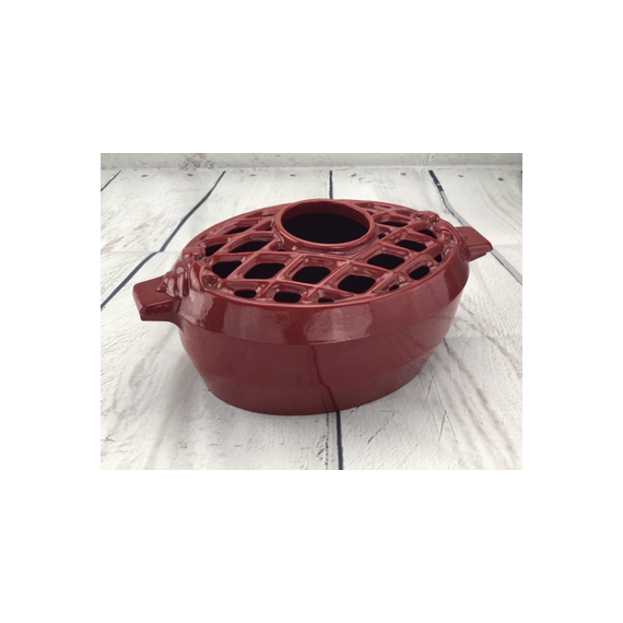 Porcelain-coated cast iron Apple Red Lattice Red Steamer - 3QT.