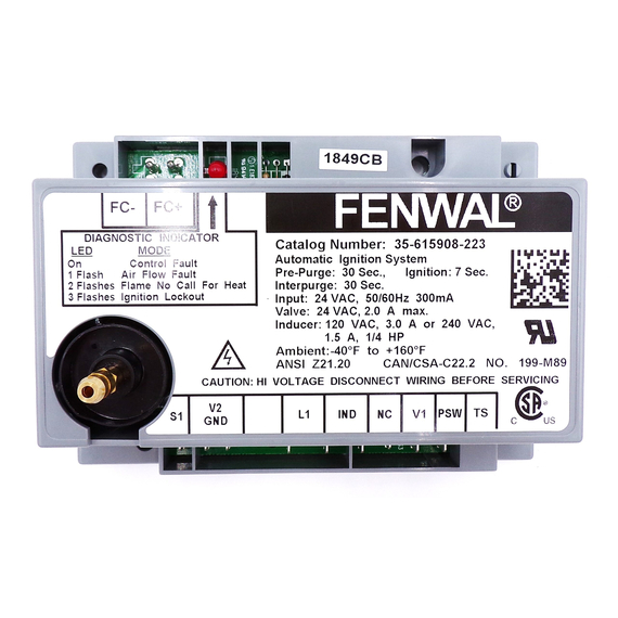 This ignition module is equivalent to Fenwal 35-615908-223 Ignition Module 24 VAC - 20334.