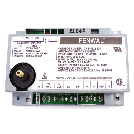 This ignition module is equivalent Fenwal 35-615922-125 Ignition Module 24 VAC - 20464.