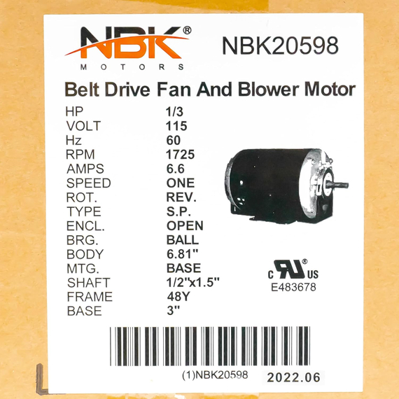 Smart Electric/235279 Self-Cooled Fan Motor 115V 20598 Specifications