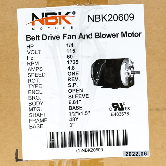 Packard/45014 Self Cooled Fan Motor 115V 20609 Specifications