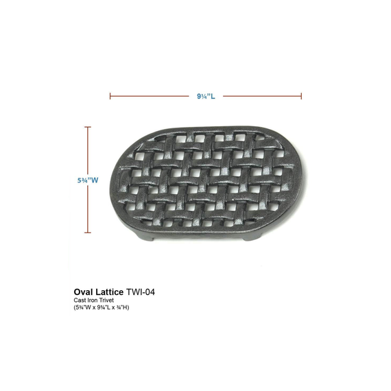 Minuteman Cast Iron Oval Lattice Trivet Black dimension